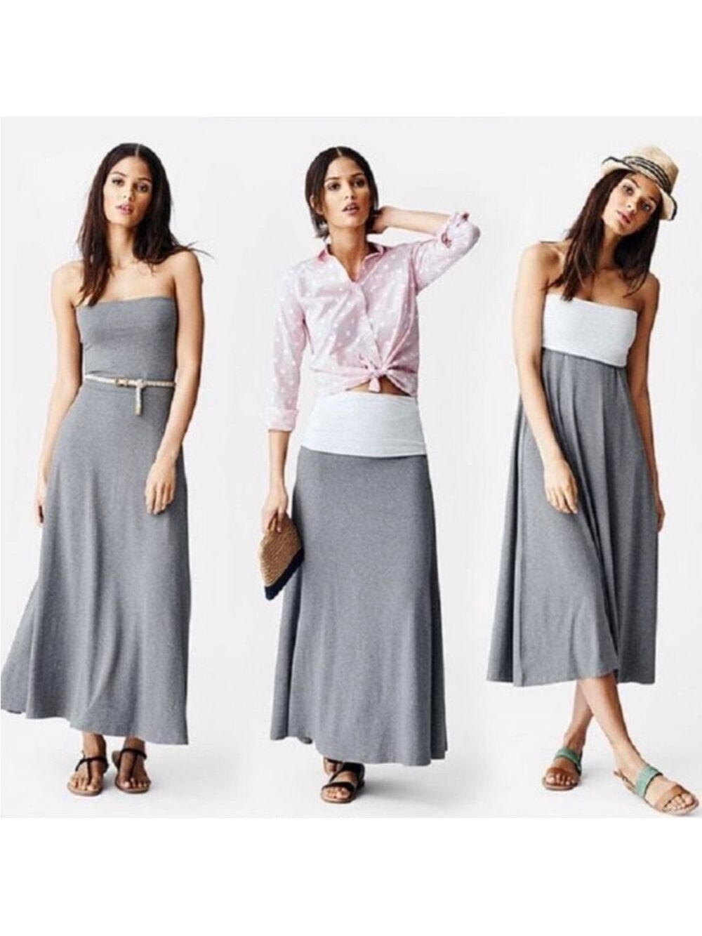 Gap Strapless Convertible Striped Maxi Dress/Skirt, size M Petite